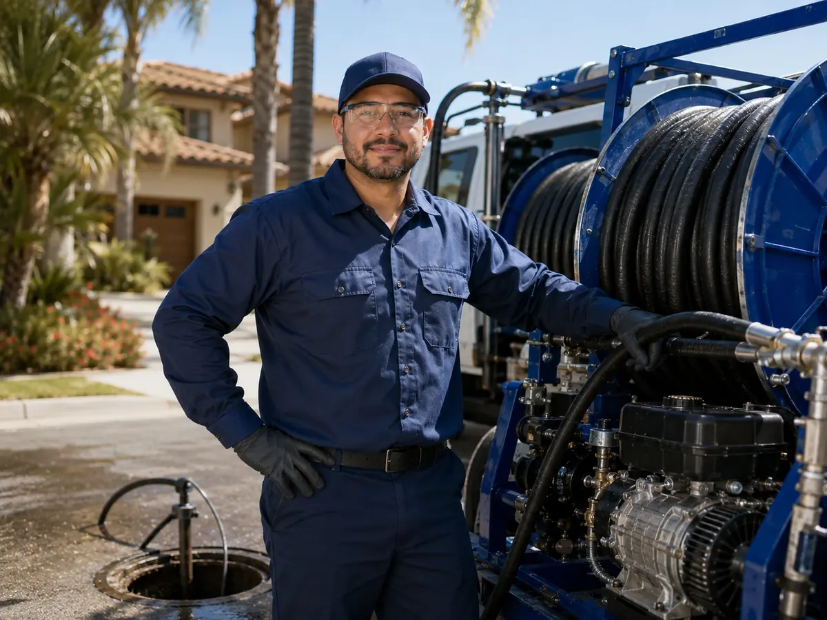Hydro jet sewer cleaning in Rialto